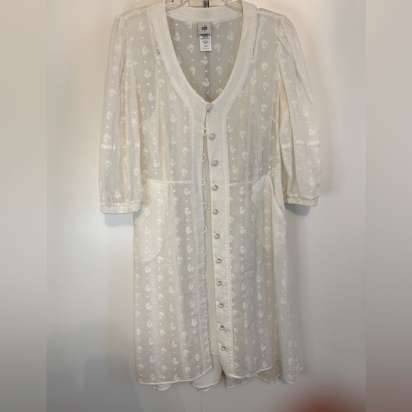 Cabi Midsummer Dress #5943 Elegant White Dress with slip. 2 in 1 - Picture 4 of 9